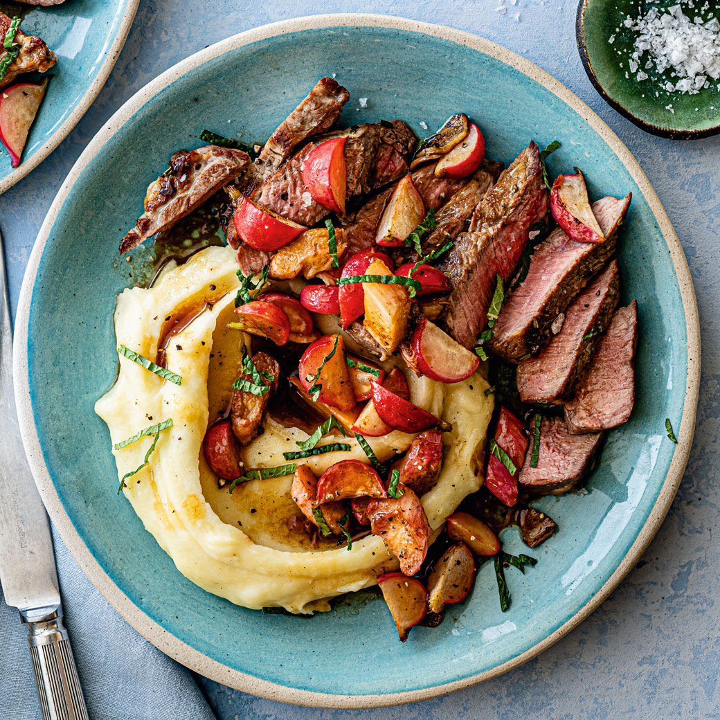 Lamb with Quick-fried Radishes and Rhubarb