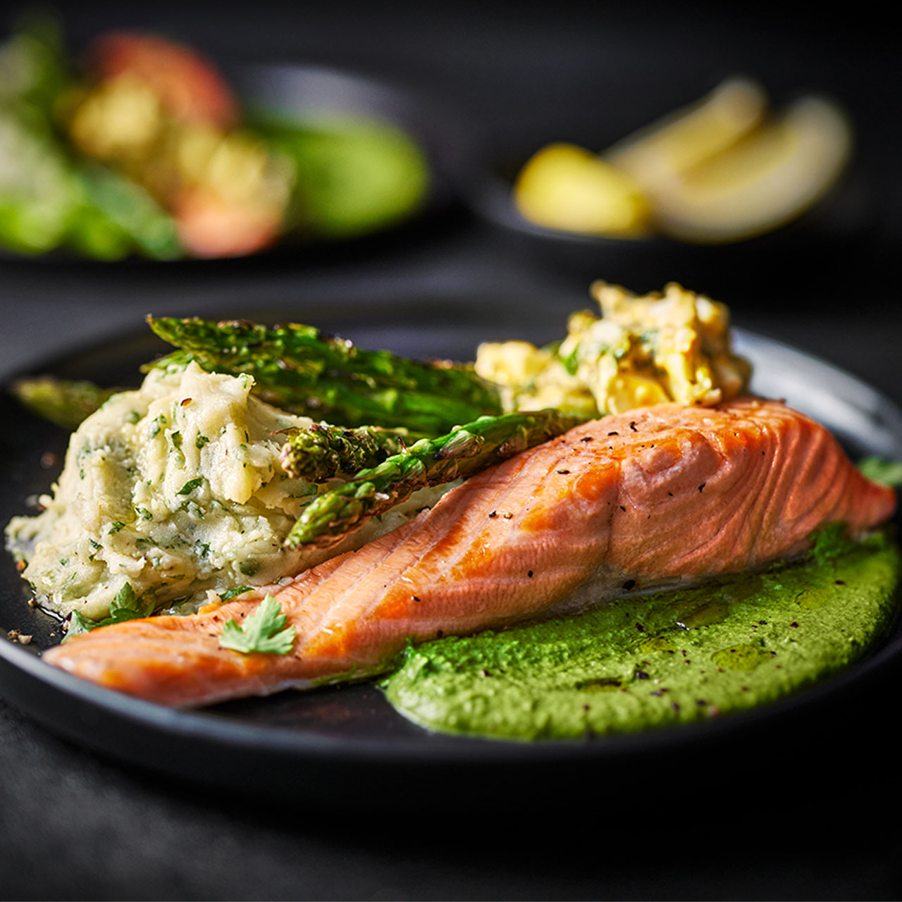 Poached Trout, Creamy Mash and Watercress Sauce