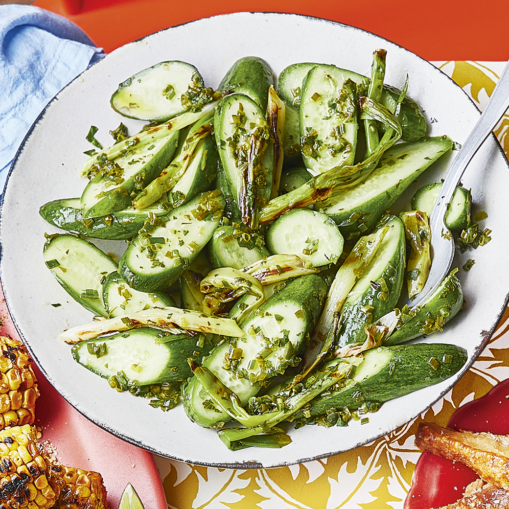 Cucumber Salad with Herby Jalapeno Salsa