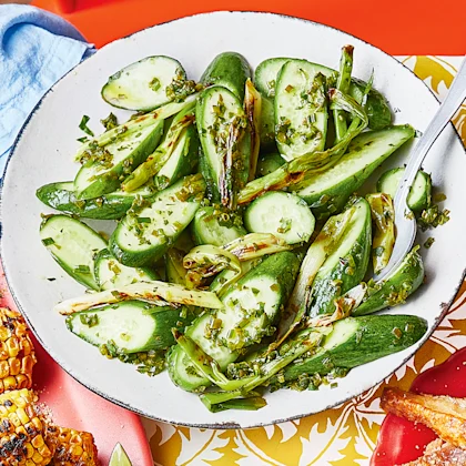 Cucumber Salad with Herby Jalapeno Salsa