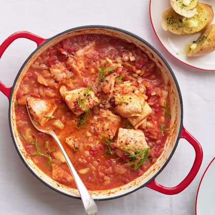 Simple Fish Stew with Garlic Bread