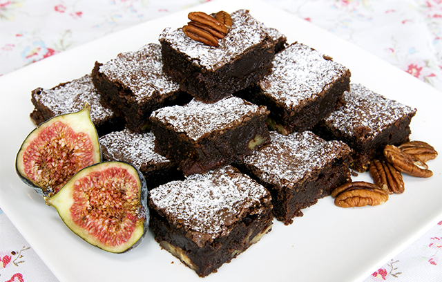 Gluten Free Chocolate Brownies with Figs & Pecans