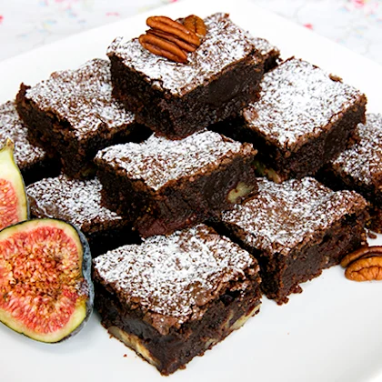 Gluten Free Chocolate Brownies with Figs & Pecans
