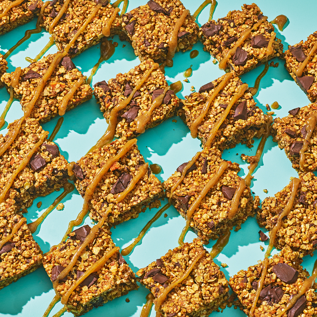 Sweet Potato Flapjacks with Date Caramel