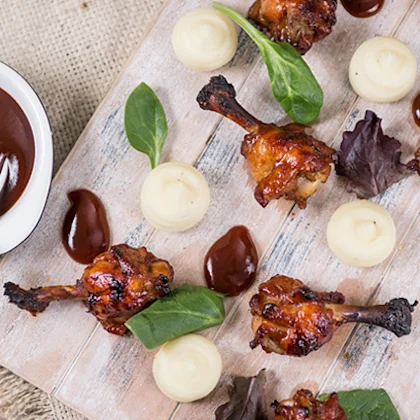 Gourmet Pulled Chicken Wings with Posh Mash & BBQ Sauce