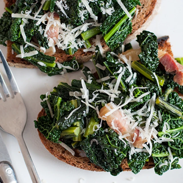 Cavolo Nero and Pancetta Crostini