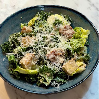Smoked Mackerel and Kale Caesar Salad