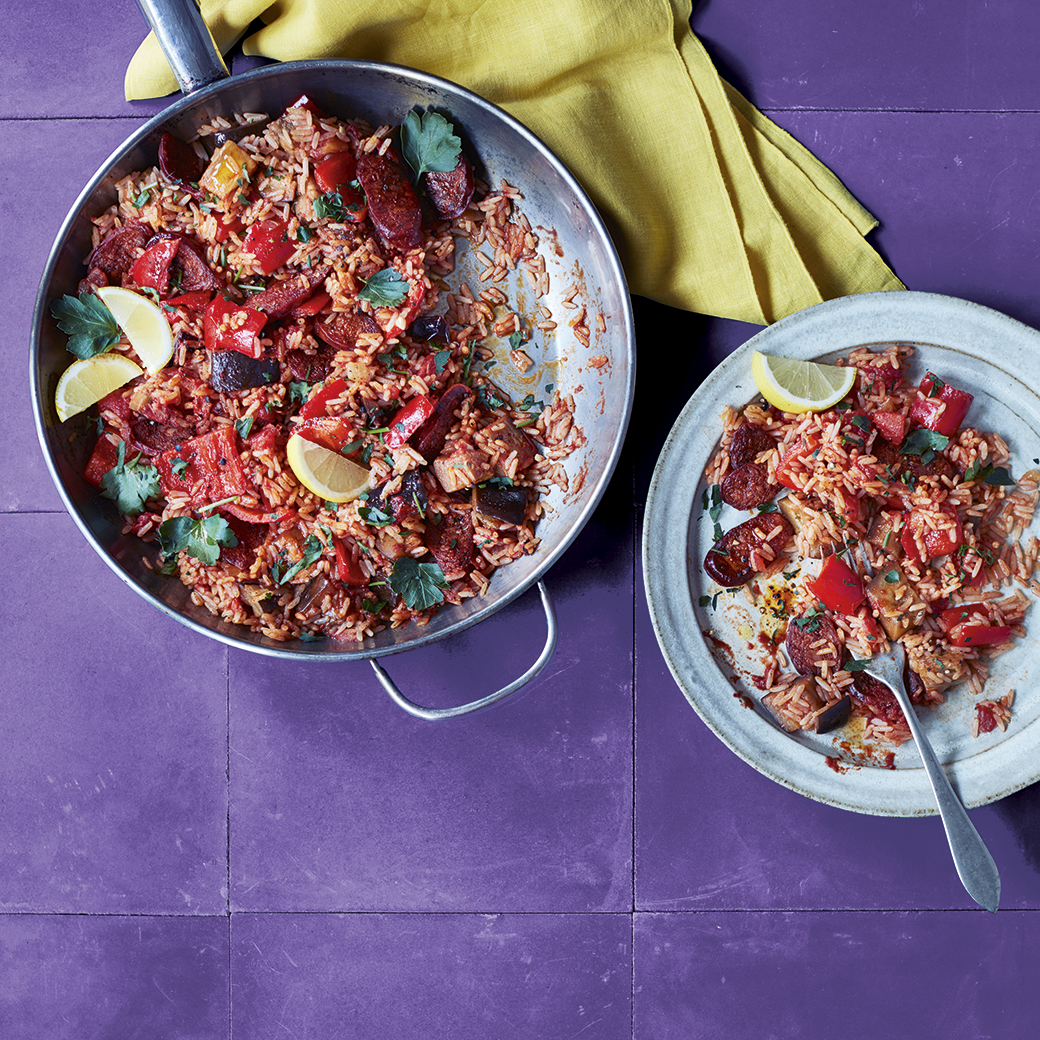 Spanish Aubergine and Chorizo Rice