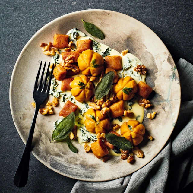Pumpkin Gnocchi with Gorgonzola and Sage Butter