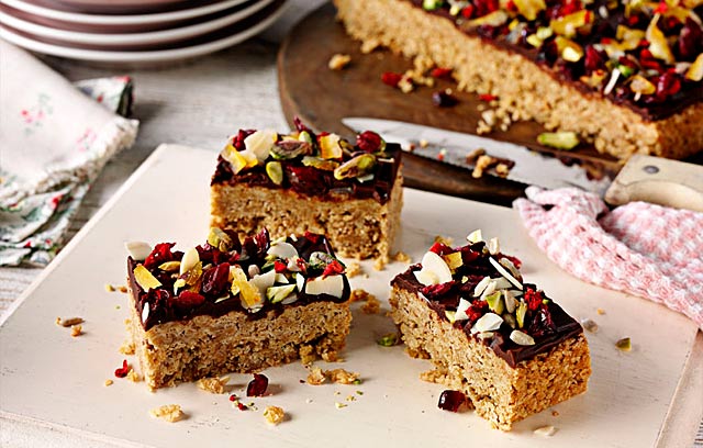 Golden Fruity Chocolate Flapjacks