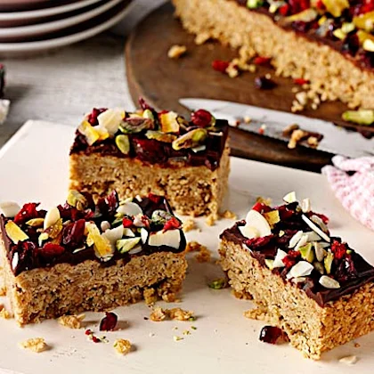 Golden Fruity Chocolate Flapjacks