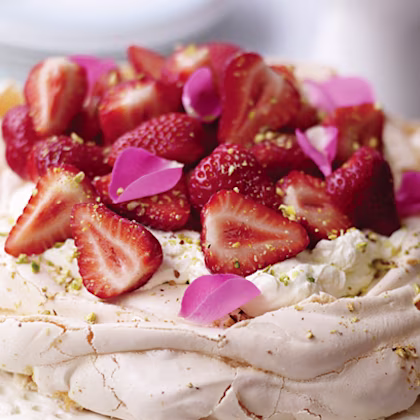 BerryWorld Strawberry, Rose and Pistachio Pavlova