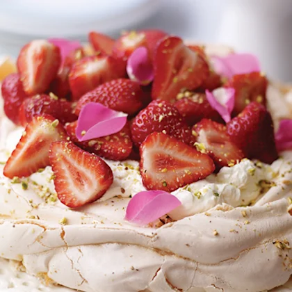 BerryWorld Strawberry, Rose and Pistachio Pavlova