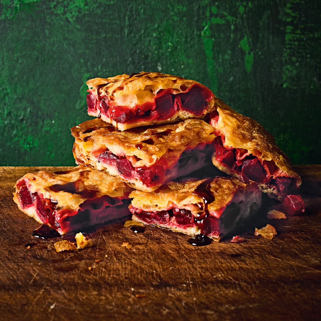 Beetroot and Gorgonzola Burek Slices