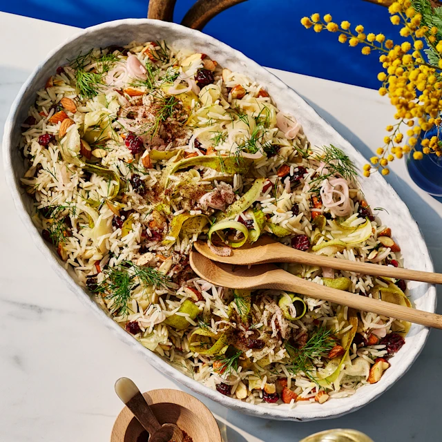 Wild Rice with Pickled Shallots, Cranberries and Pear