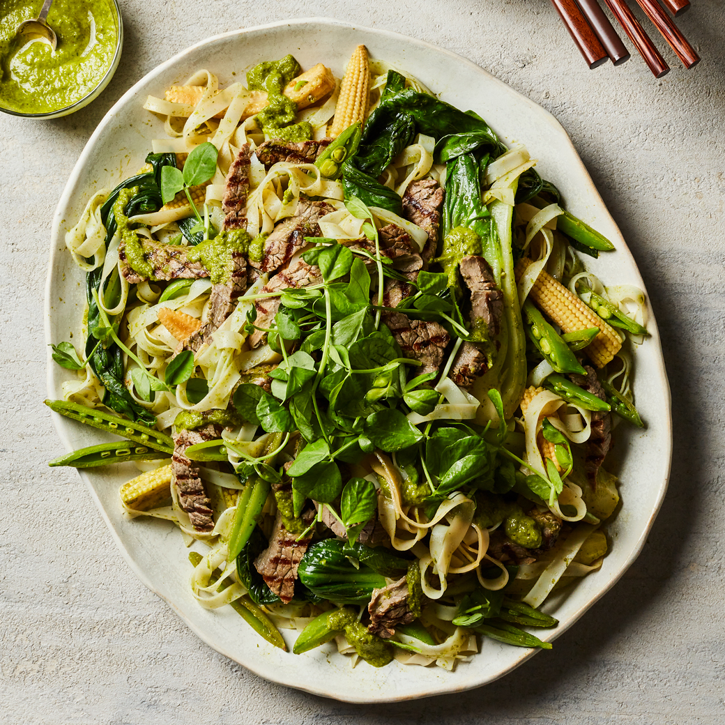 Steak and Chimichurri Noodles
