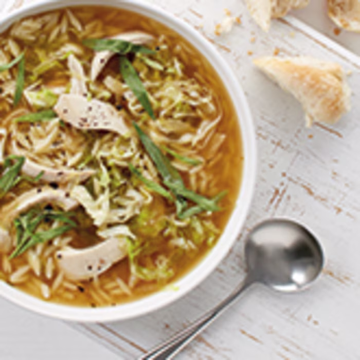 Chicken Tarragon Soup with Orzo Pasta