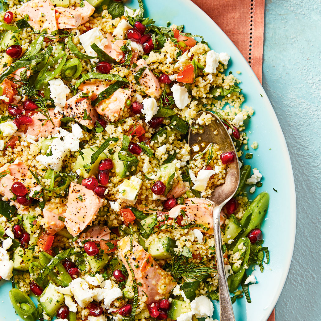 Mediterranean Herby Couscous with Salmon