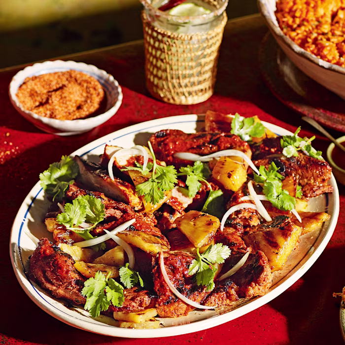 Grilled Adobado Pork Steaks with Pineapple
