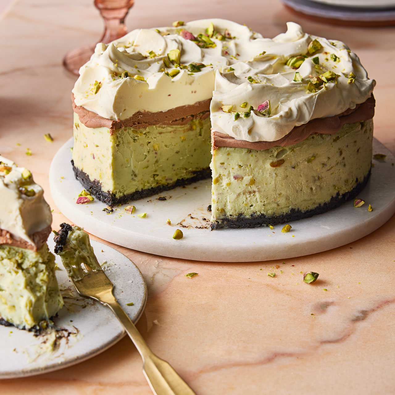 Baked Pistachio Cheesecake