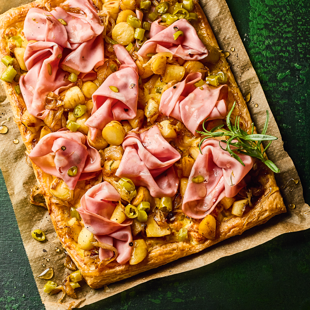 Mortadella, Feta and Parsnip Tart