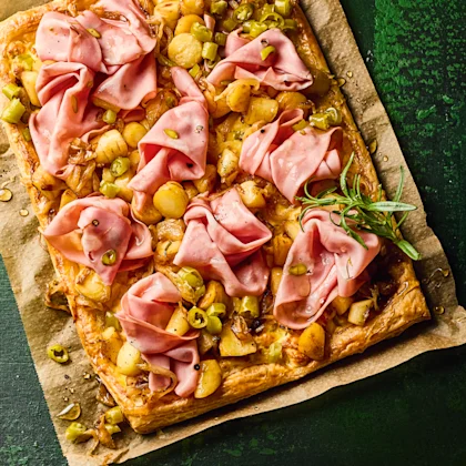Mortadella, Feta and Parsnip Tart