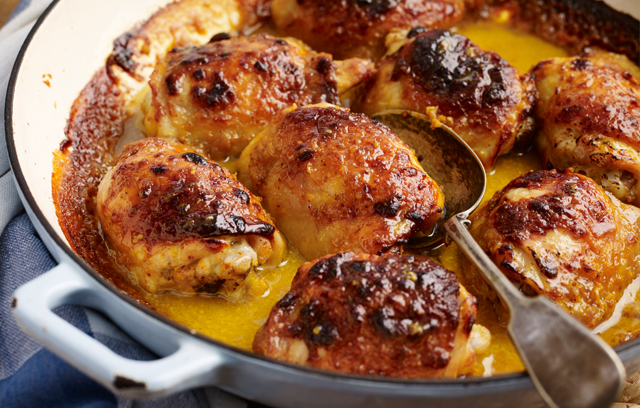 Sticky Chicken Thighs with Sweet Mustard Ketchup