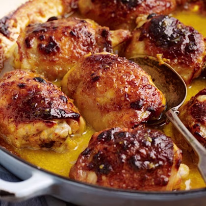 Sticky Chicken Thighs with Sweet Mustard Ketchup