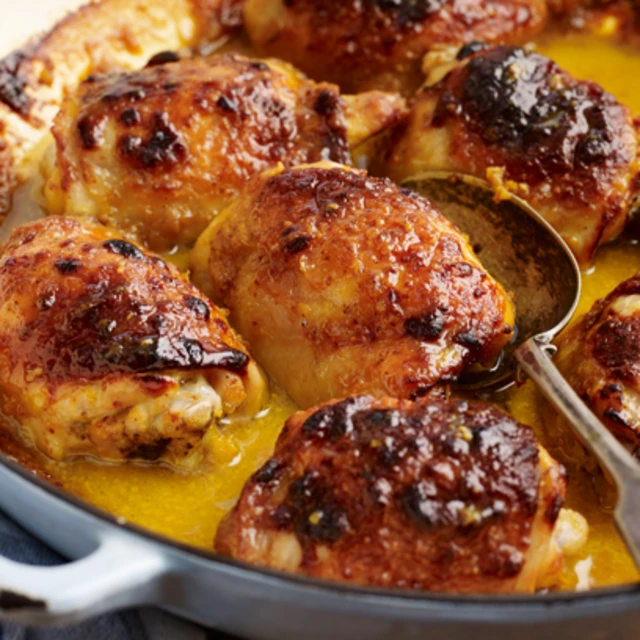 Sticky Chicken Thighs with Sweet Mustard Ketchup