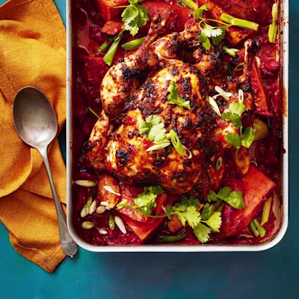 One-Tin Chipotle Roast Chicken and Sweet Potatoes