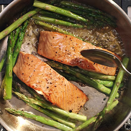 Pan Fried Salmon Fillet with Asparagus