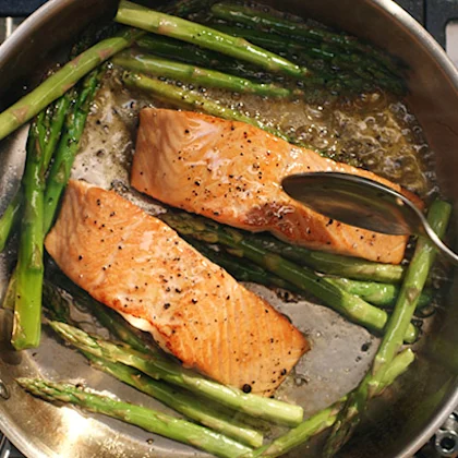 Pan Fried Salmon Fillet with Asparagus
