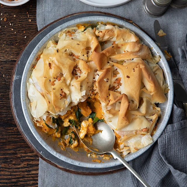 Moroccan-Spiced Squash, Spinach and Feta Pie