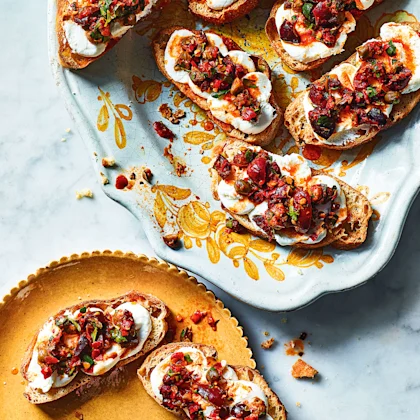 Puttanesca’ Crostini with Whipped Ricotta