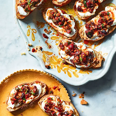 Puttanesca’ Crostini with Whipped Ricotta