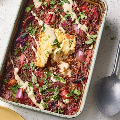Feta, Lentil and Tomato Traybake