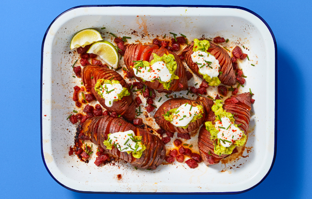 Hassleback Sweet Potato Tray Bake