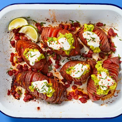 Hassleback Sweet Potato Tray Bake