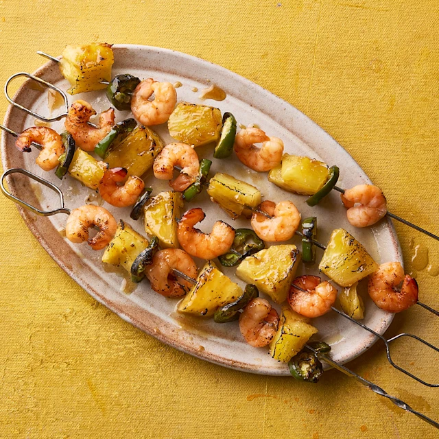 Hot Honey Prawn and Pineapple Skewers