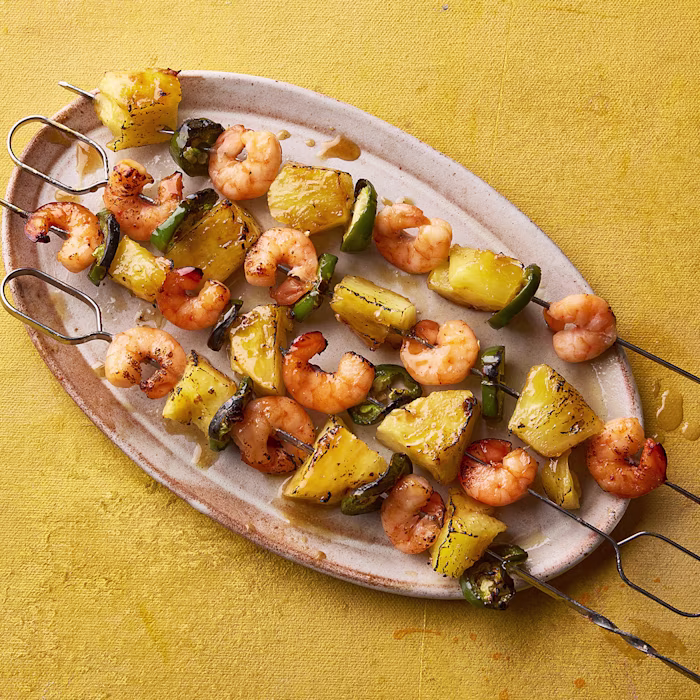 Hot Honey Prawn and Pineapple Skewers