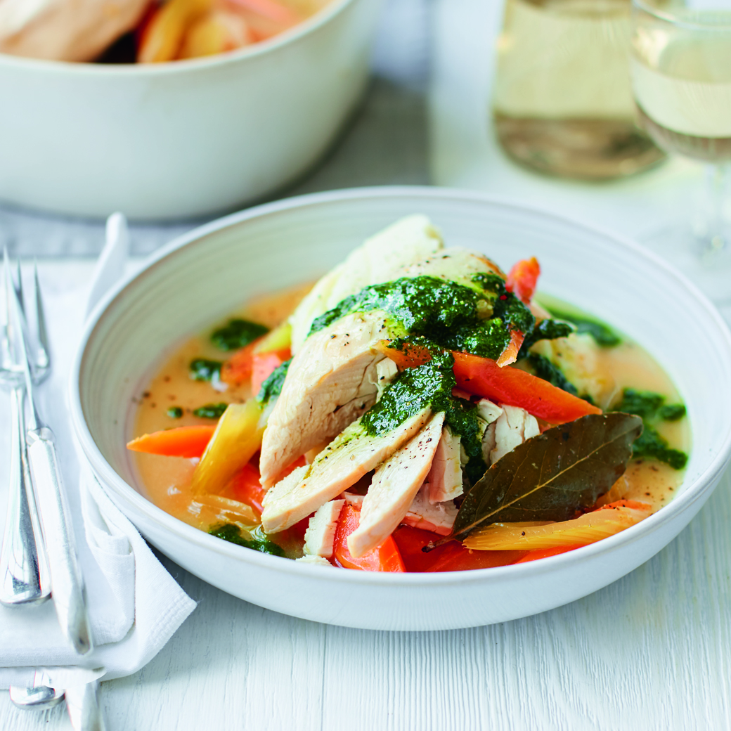 One Pot Chicken Casserole with Spring Herb Salsa