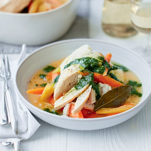 One Pot Chicken Casserole with Spring Herb Salsa