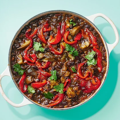 Smoky Chipotle Aubergine and Black Bean Stew