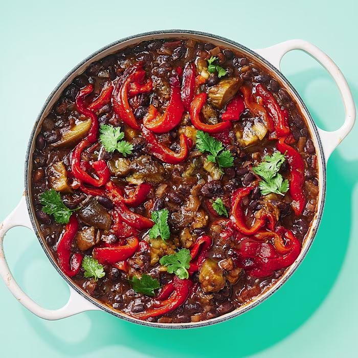 Smoky Chipotle Aubergine and Black Bean Stew