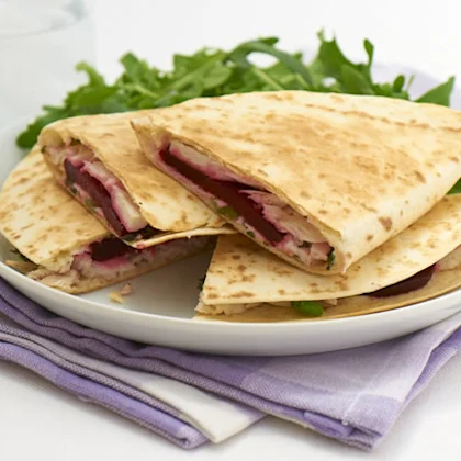 Beetroot, Goat's Cheese and Mint Quesadillas