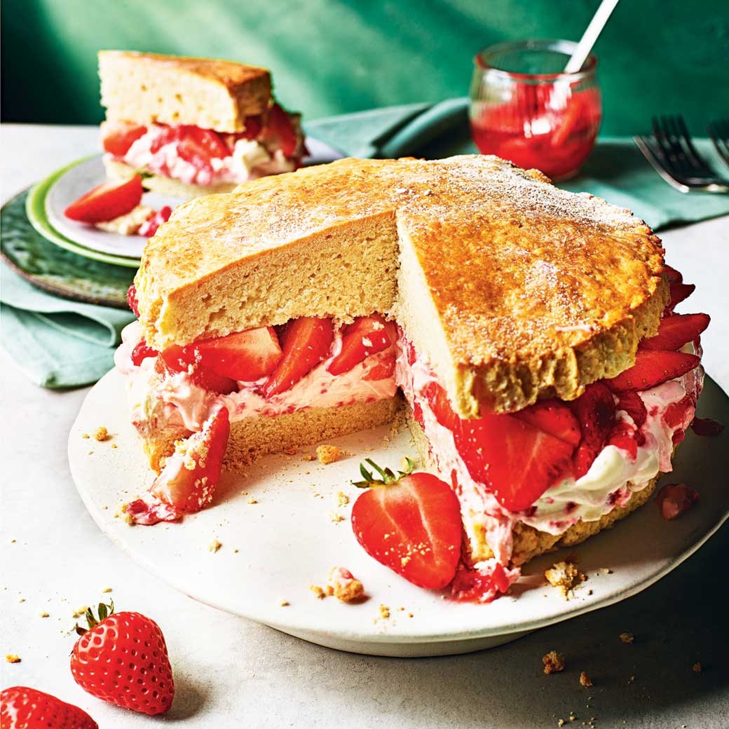 Giant Strawberries and Cream Scone Cake