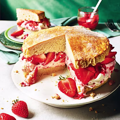 Giant Strawberries and Cream Scone Cake