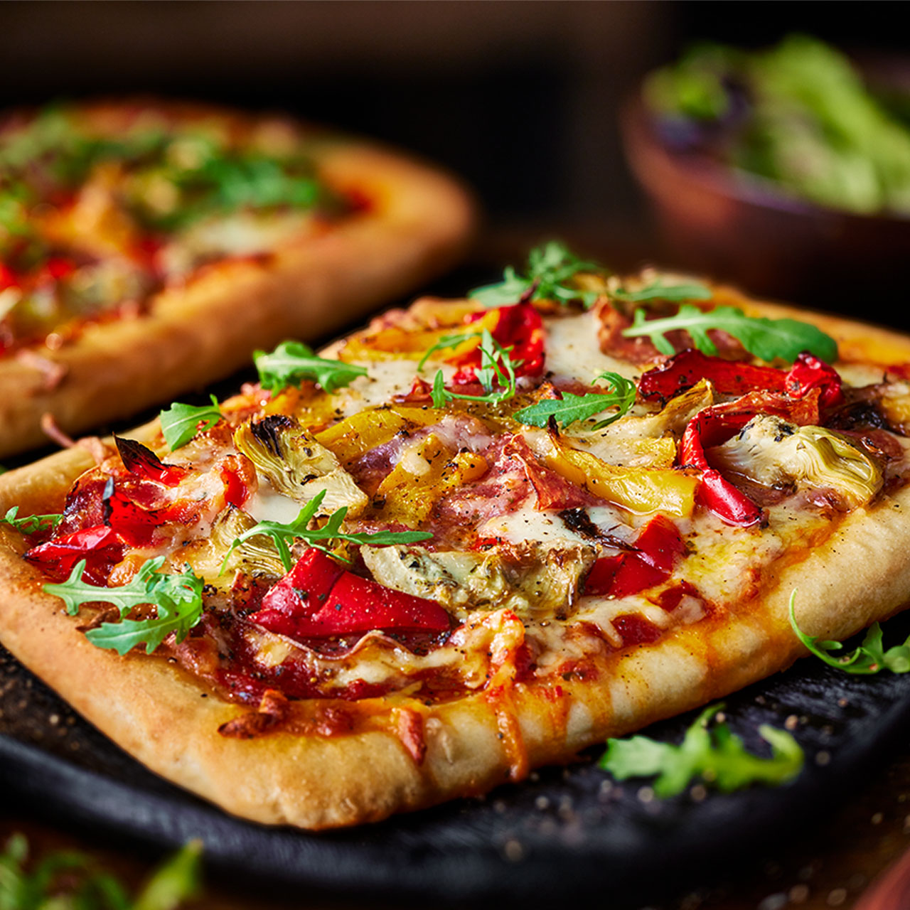 Tom Kerridge’s Salami, Pepper and Artichoke Pizza