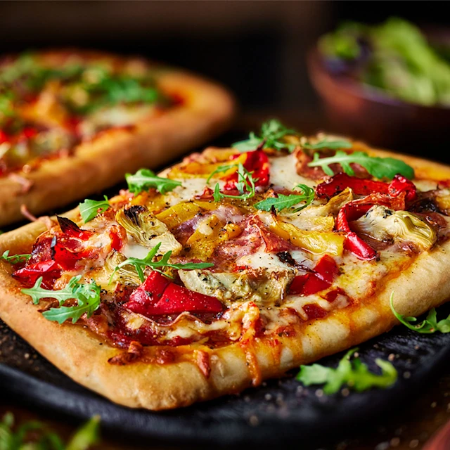 Tom Kerridge’s Salami, Pepper and Artichoke Pizza