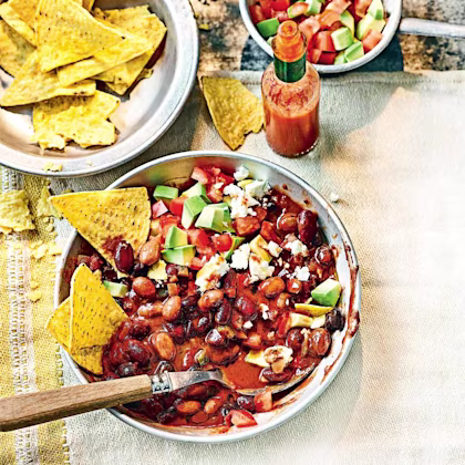 Mixed bean chilli with refreshing salsa